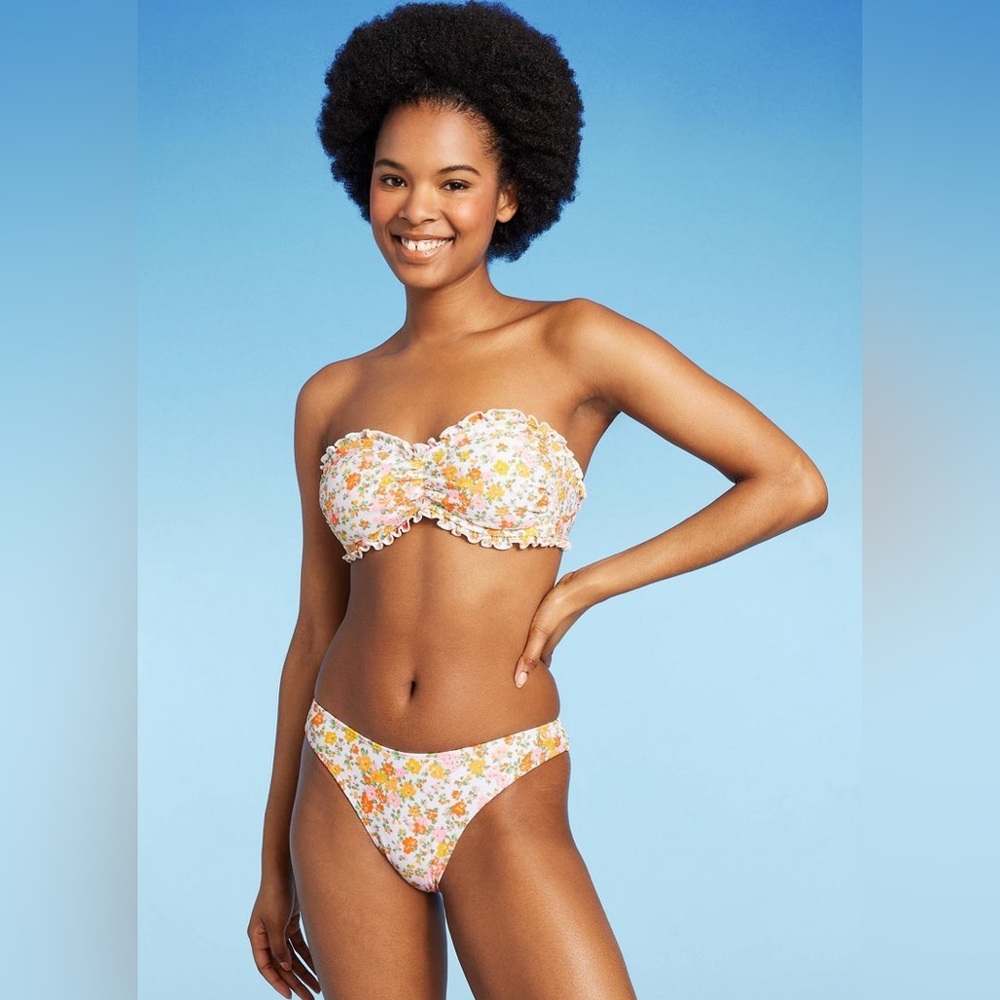 NWT Wild Fable Floral Strapless Bikini Set